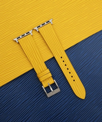 Yellow Calfskin Apple watch band – Waves Texture