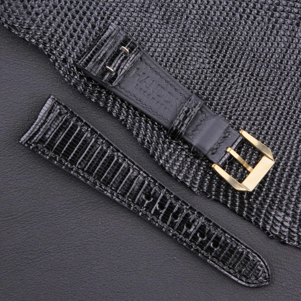 black lizard leather fixed bars watch strap