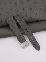 Dark Grey Ostrich leather Watch Strap