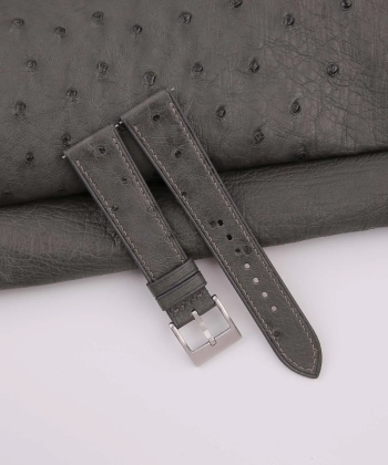 Dark Grey Ostrich leather Watch Strap