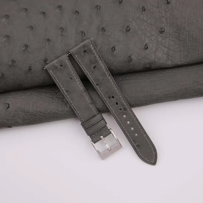 Dark Grey Ostrich leather Watch Strap