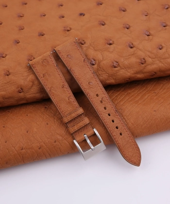 Brown Ostrich leather Watch Strap