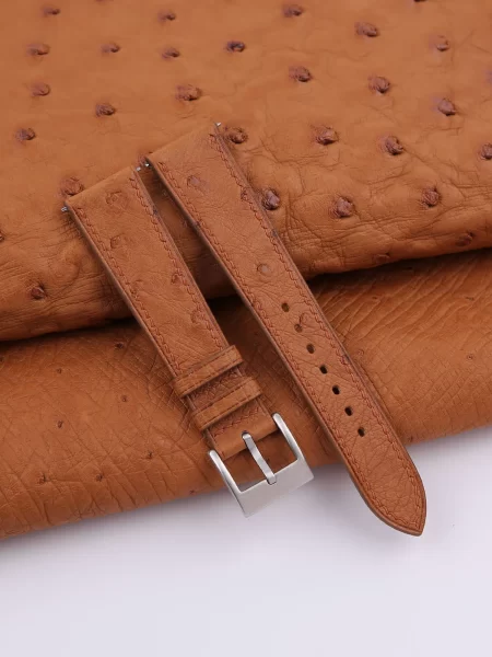 Brown Ostrich leather Watch Strap
