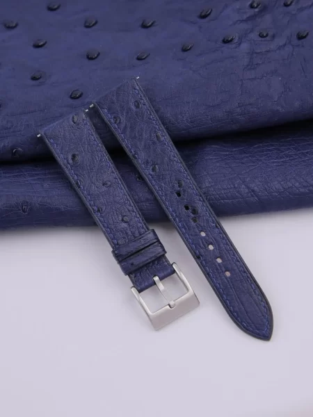 Dark Blue Ostrich leather Watch Strap