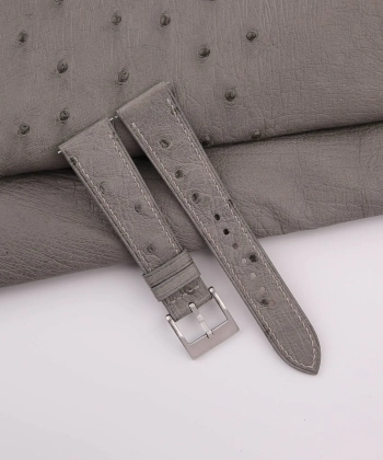 Grey Ostrich leather Watch Strap