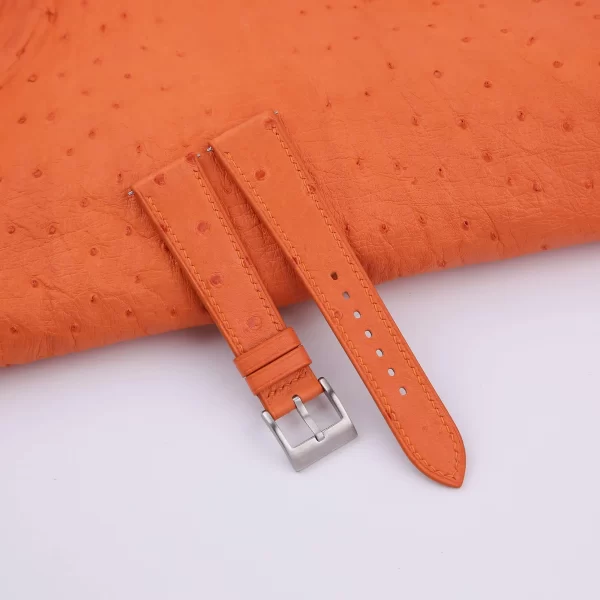 Orange Ostrich Leather Watch Strap