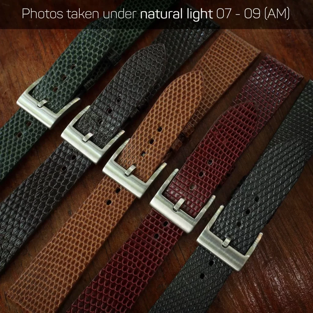 Brown Lizard Leather Fixed Bars Watch Strap