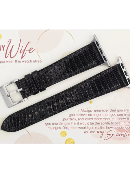 To My Wife – Black Lizard Leather Apple Watch Band Gift for Wife