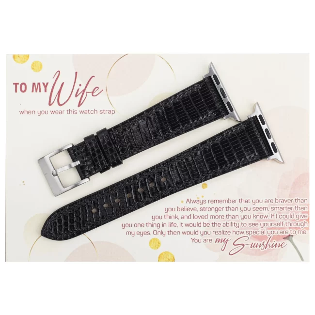 To My Wife – Black Lizard Leather Apple Watch Band Gift for Wife