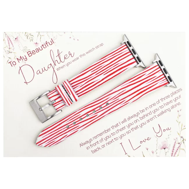 To My Daughter – White Red Epi Leather Apple Watch Band Gift for Daughter