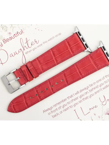 To My Daughter – Red Alligator Leather Apple Watch Band Gift for Daughter