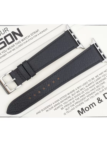 Black Epsom Leather Apple Watch Band Gift for Son