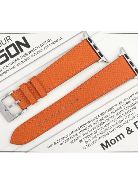 To My Son – Orange Epsom Leather Apple Watch Band Gift for Son