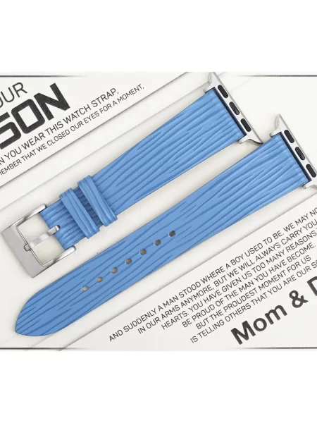 Light Blue Epi Leather Apple Watch Band Gift for Son