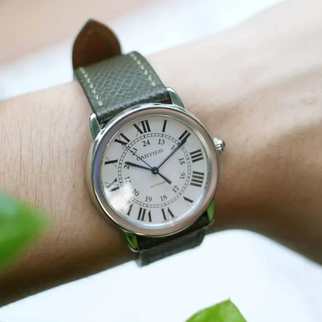 Olive epsom leather watch strap
