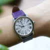 Purple epsom leather watch strap