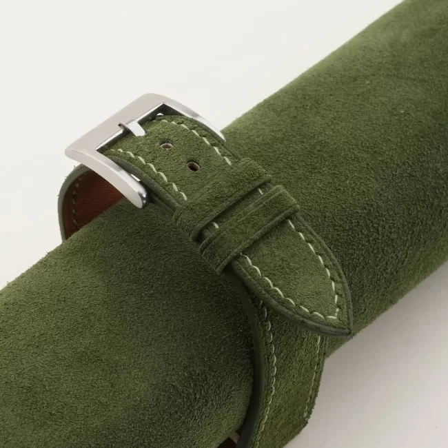 Green Suede Fixed Bars Leather Strap
