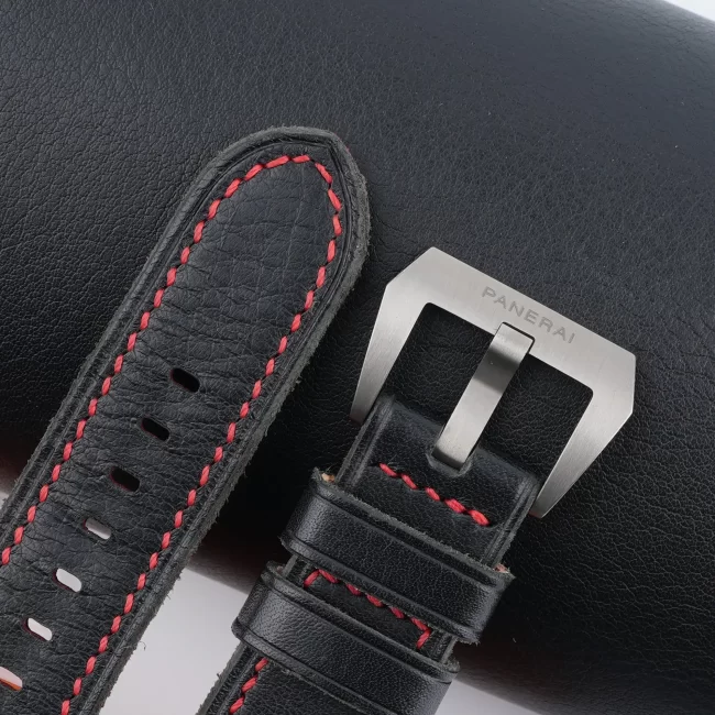 Black Vachetta Veg Leather Strap for Panerai Watch