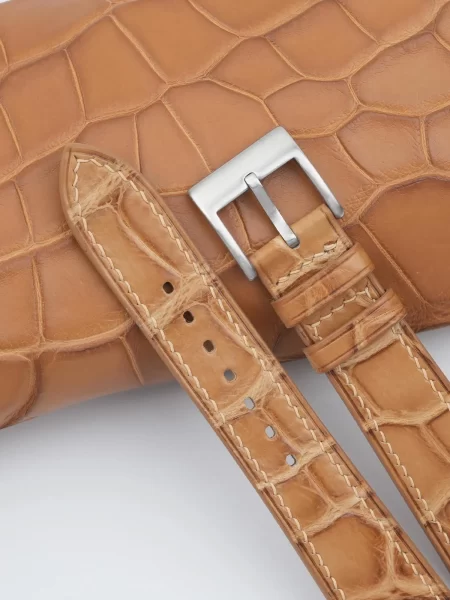 Patina light natural alligator leather watch strap