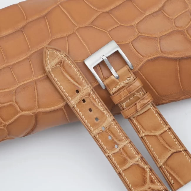 Patina light natural alligator leather watch strap