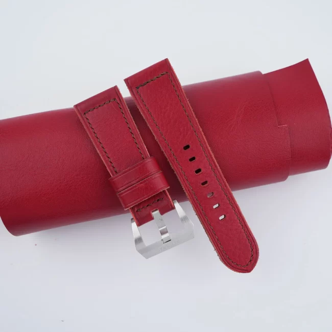 Evil Red Vachetta Veg Leather Strap for PAM Watch