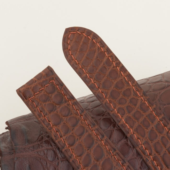 Dark Brown Alligator Leather Single Folding Watch Strap