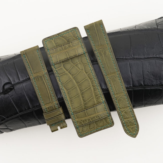 Olive Green Alligator Leather Bund Strap