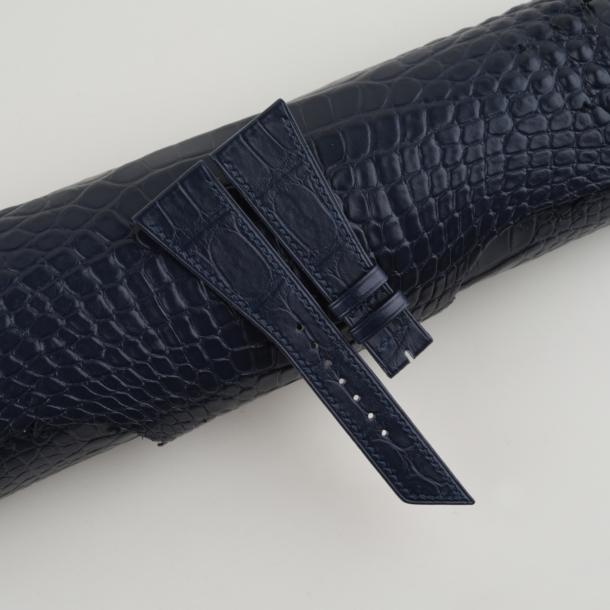 asymmetric midnight blue alligator leather watch strap