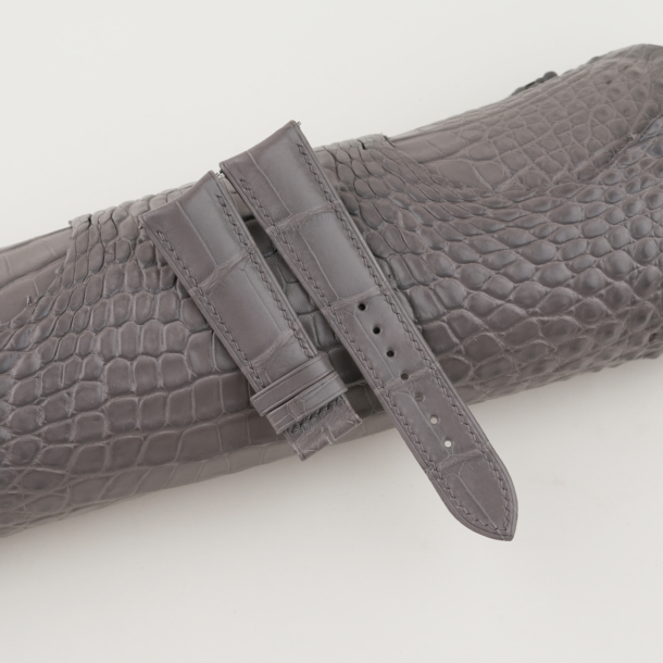 cement alligator leather curved end folded edges watch strap