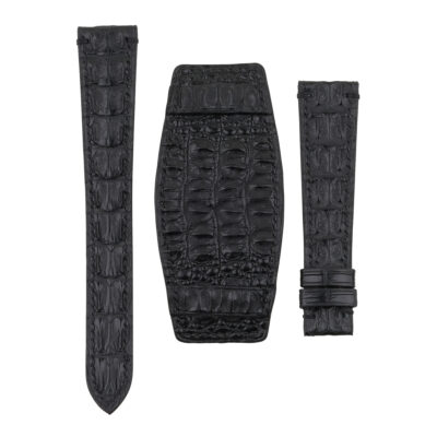 Black Double Hornback Alligator Leather Bund Strap