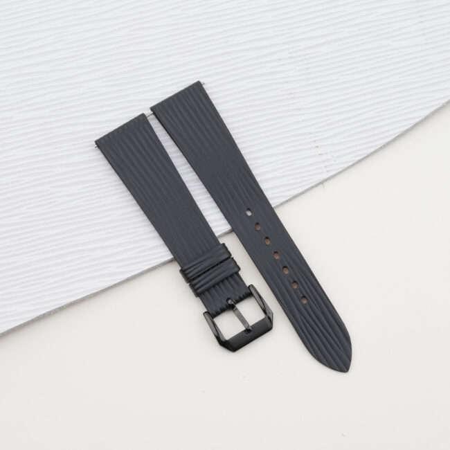 Black Calfskin Leather Samsung Watch Band