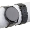 Black Calfskin Leather Samsung Watch Band – Wave Texture