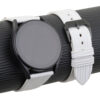 White Calfskin Leather Samsung Watch Band – Wave Texture