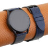 Navy Calfskin Leather Samsung Watch Band – Wave Texture