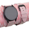 Light Pink Calfskin Leather Samsung Watch Band – Wave Texture