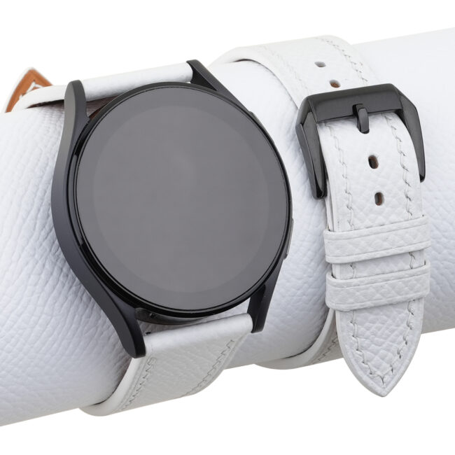 White Epsom Leather Samsung Watch Band