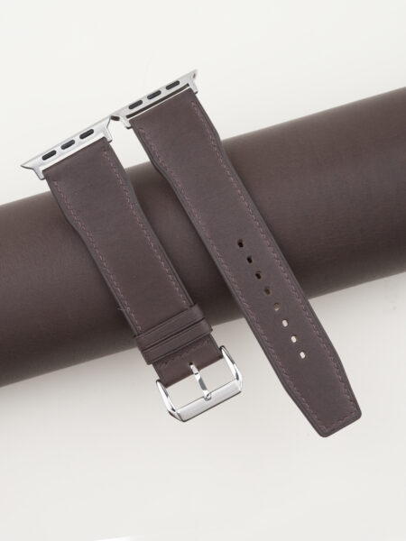 Dark Brown Barenia Leather Apple Watch Band Pilot Shape