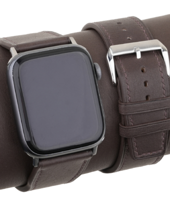 Dark Brown Barenia Leather Apple Watch Band Pilot Shape