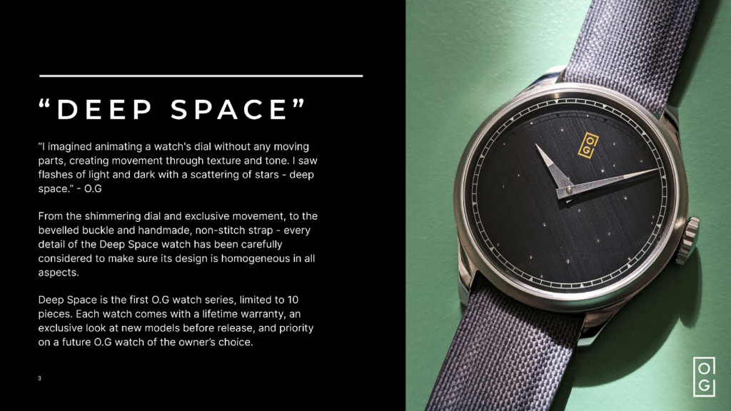 Description of "Deep Space" from OG watches