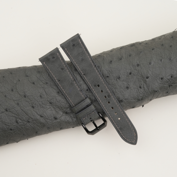 dark grey ostrich leather samsung watch band