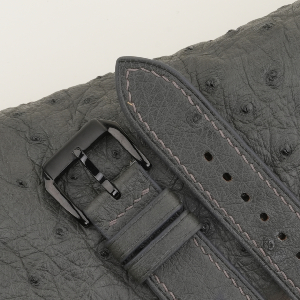 dark grey ostrich leather samsung watch band