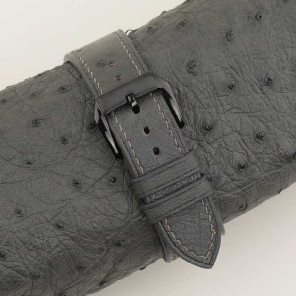 dark grey ostrich leather samsung watch band