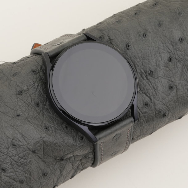 dark grey ostrich leather samsung watch band