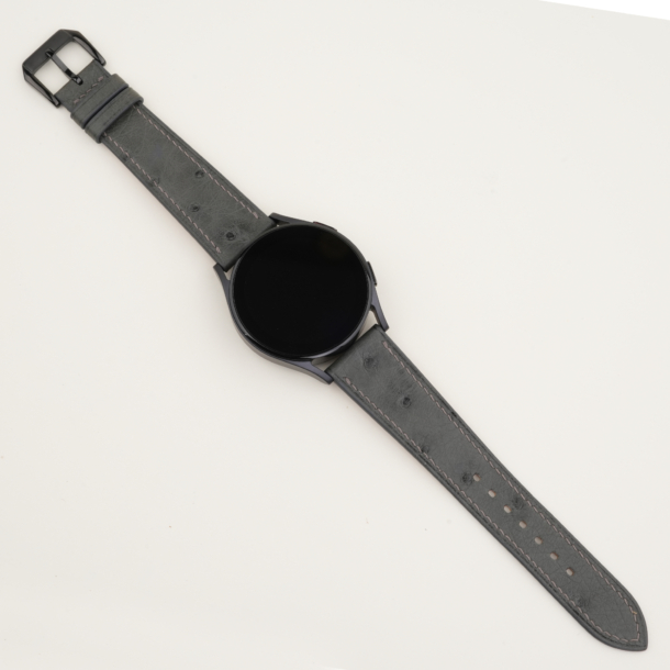 dark grey ostrich leather samsung watch band