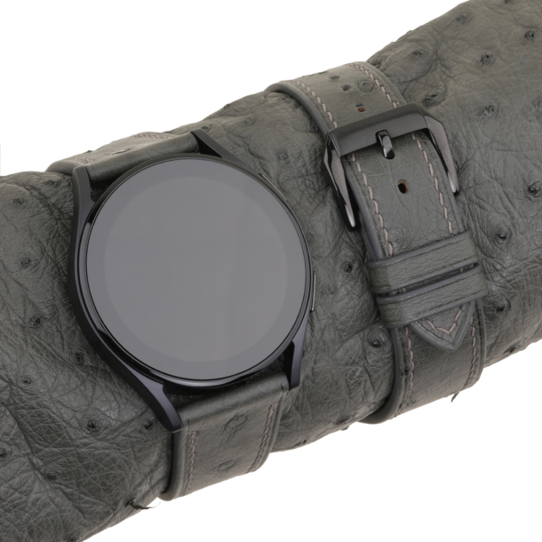 dark grey ostrich leather samsung watch band