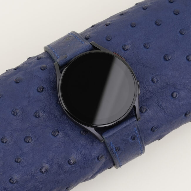 Navy Ostrich Leather Samsung Watch Band
