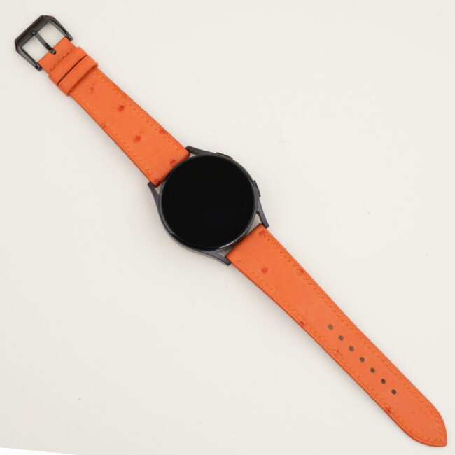 Orange Ostrich Leather Samsung Watch Band