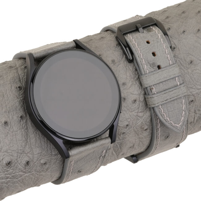 Grey Ostrich Leather Samsung Watch Band