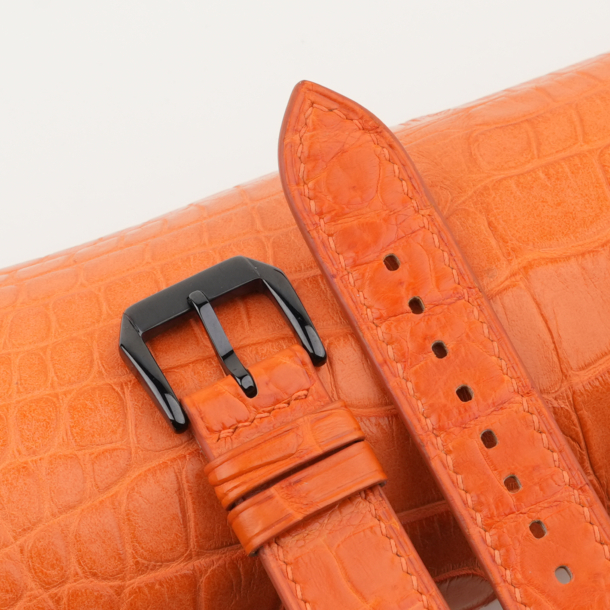 orange alligator leather samsung watch band