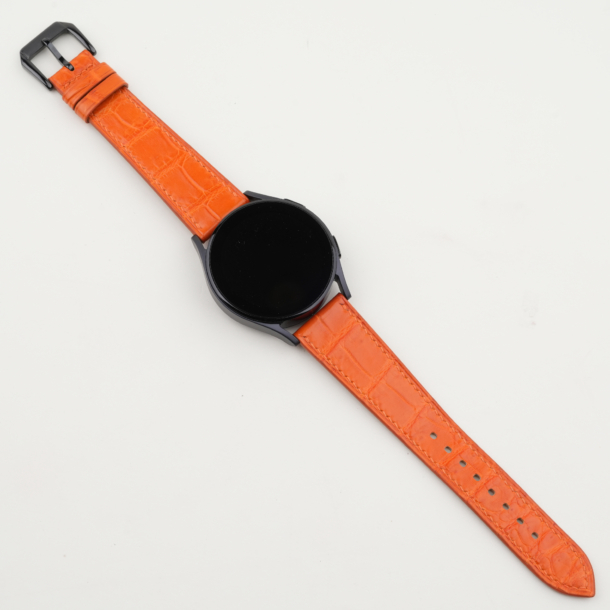 orange alligator leather samsung watch band